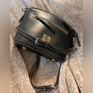 Dooney & Bourke Beacon Domed Smooth Leather Black Small Crossbody Bag